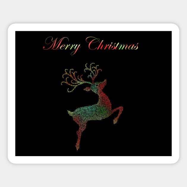 Merry Christmas Reindeer Silhouette Magnet by Art by Deborah Camp